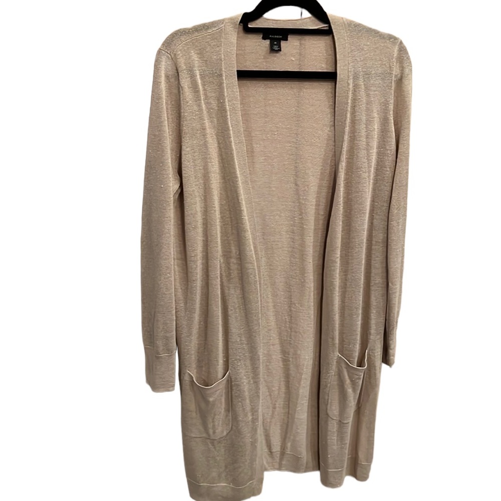 Halogen Linen-Blend Tan Super Lightweight Long Sweater Size M